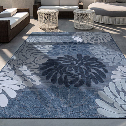 VILLADECOR Tapis d'intérieur/extérieur à motif floral, poils courts ou longs, pour terrasse