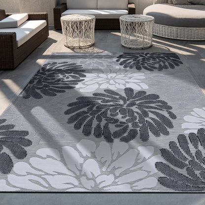 VILLADECOR Tapis d'intérieur/extérieur à motif floral, poils courts ou longs, pour terrasse