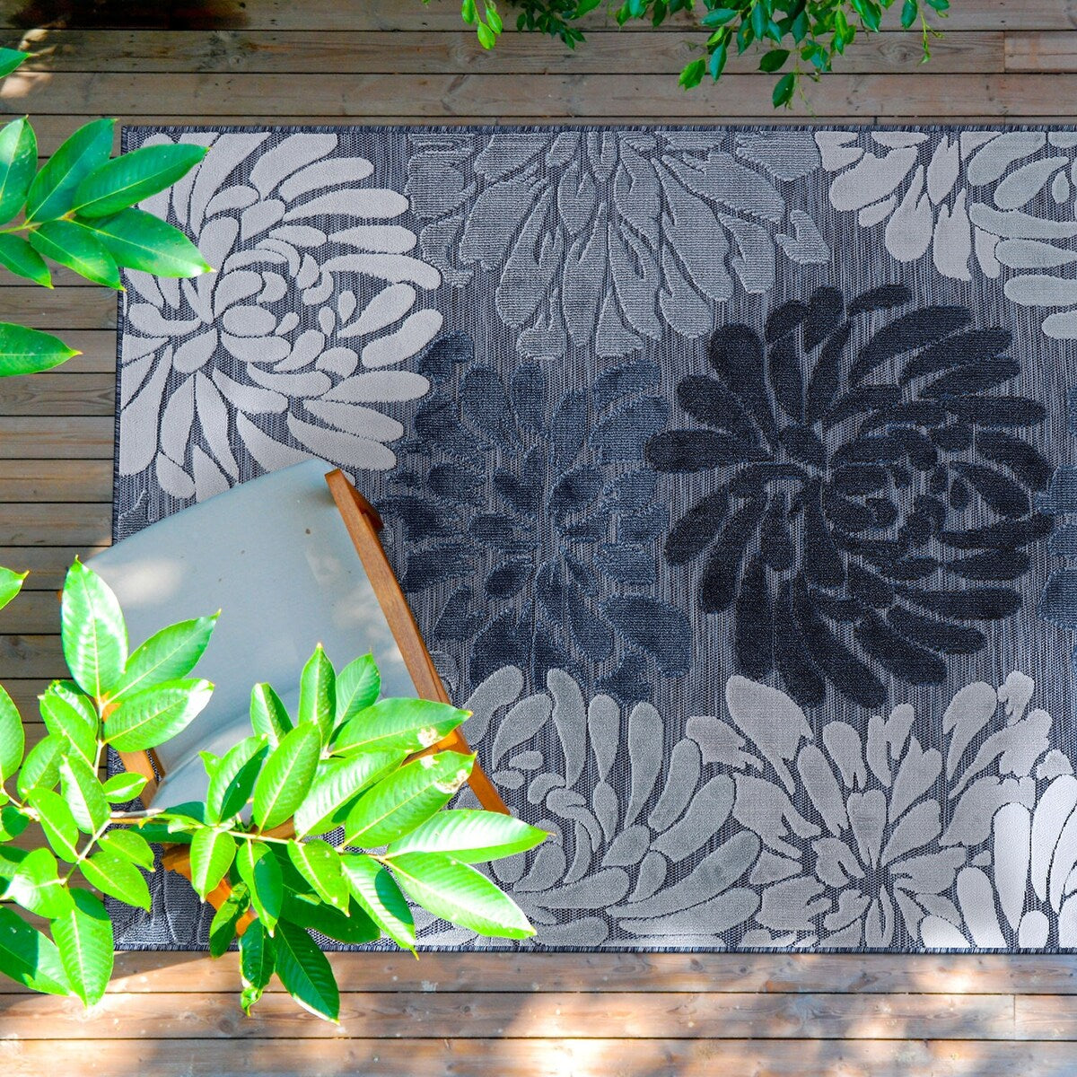 VILLADECOR Tapis d'intérieur/extérieur à motif floral, poils courts ou longs, pour terrasse