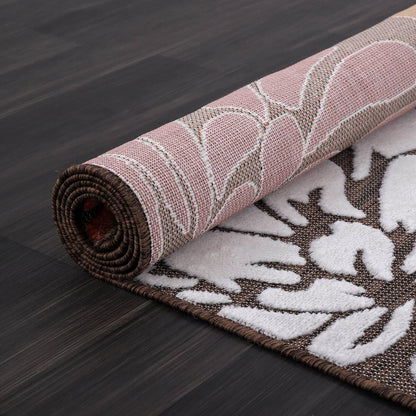 VILLADECOR Tapis d'intérieur/extérieur à motif floral, poils courts ou longs, pour terrasse