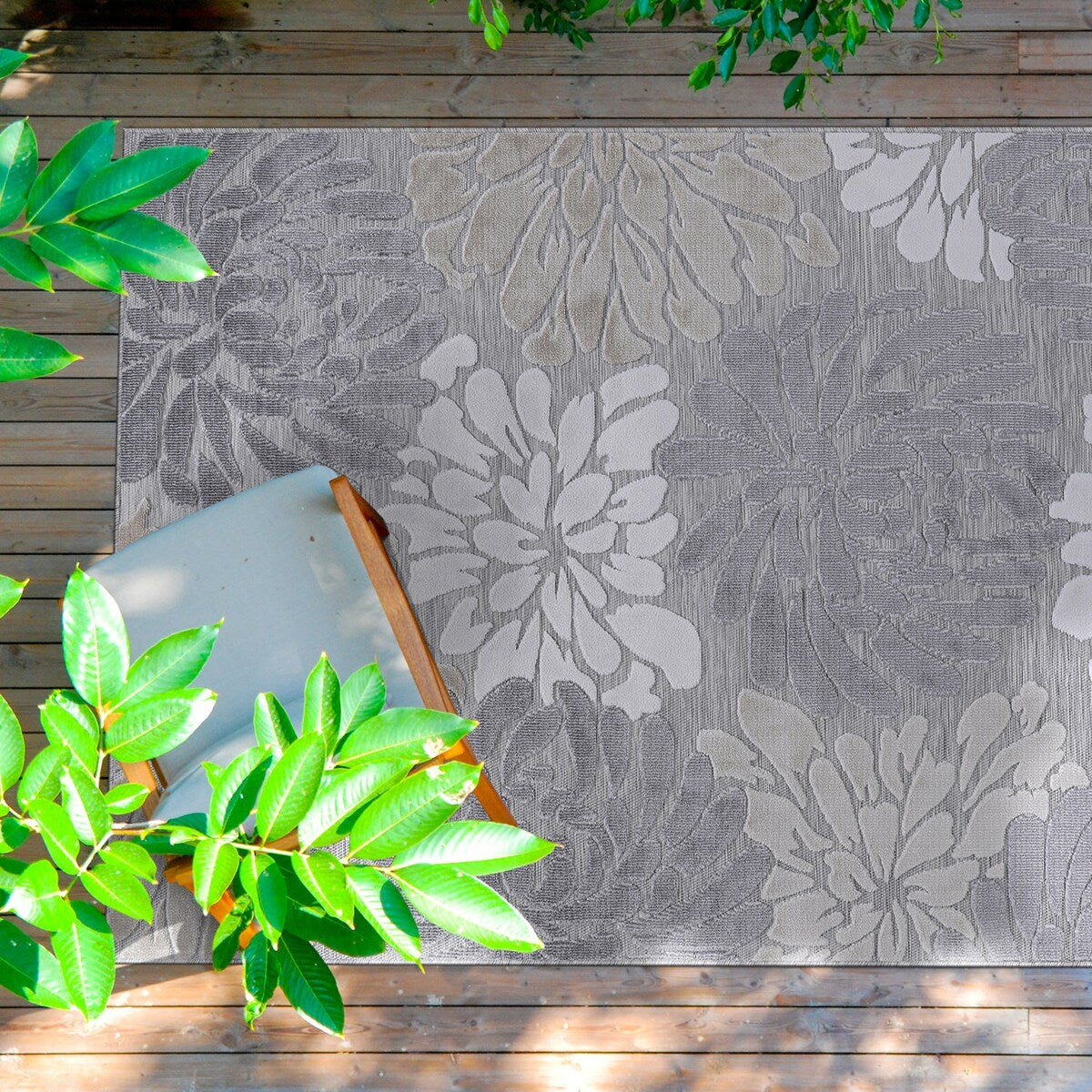 VILLADECOR Tapis d'intérieur/extérieur à motif floral, poils courts ou longs, pour terrasse