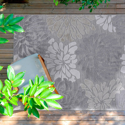 VILLADECOR Tapis d'intérieur/extérieur à motif floral, poils courts ou longs, pour terrasse