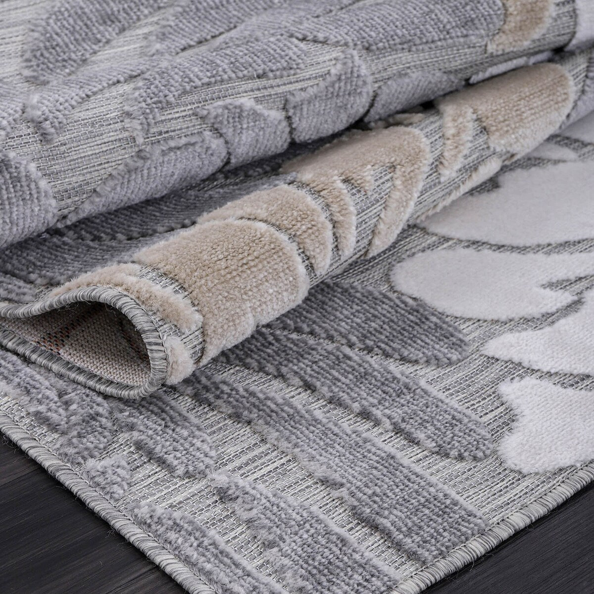 VILLADECOR Tapis d'intérieur/extérieur à motif floral, poils courts ou longs, pour terrasse