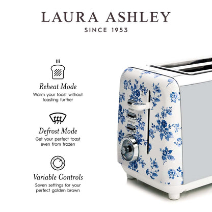 Laura Ashley Grille-pain à 2 tranches en acier inoxydable, rosier de Chine - VQ-SBT582-LACR-CA