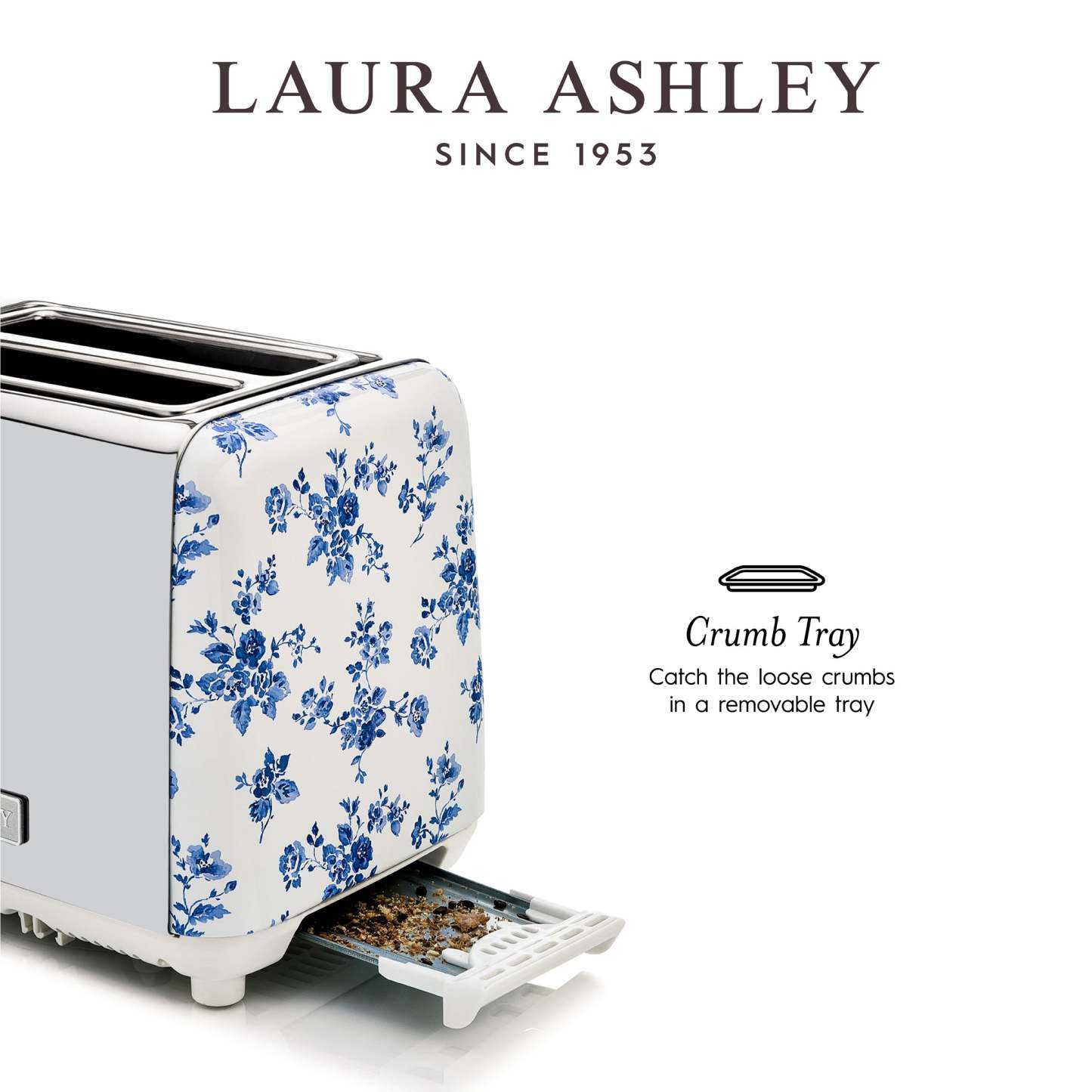 Laura Ashley Grille-pain à 2 tranches en acier inoxydable, rosier de Chine - VQ-SBT582-LACR-CA
