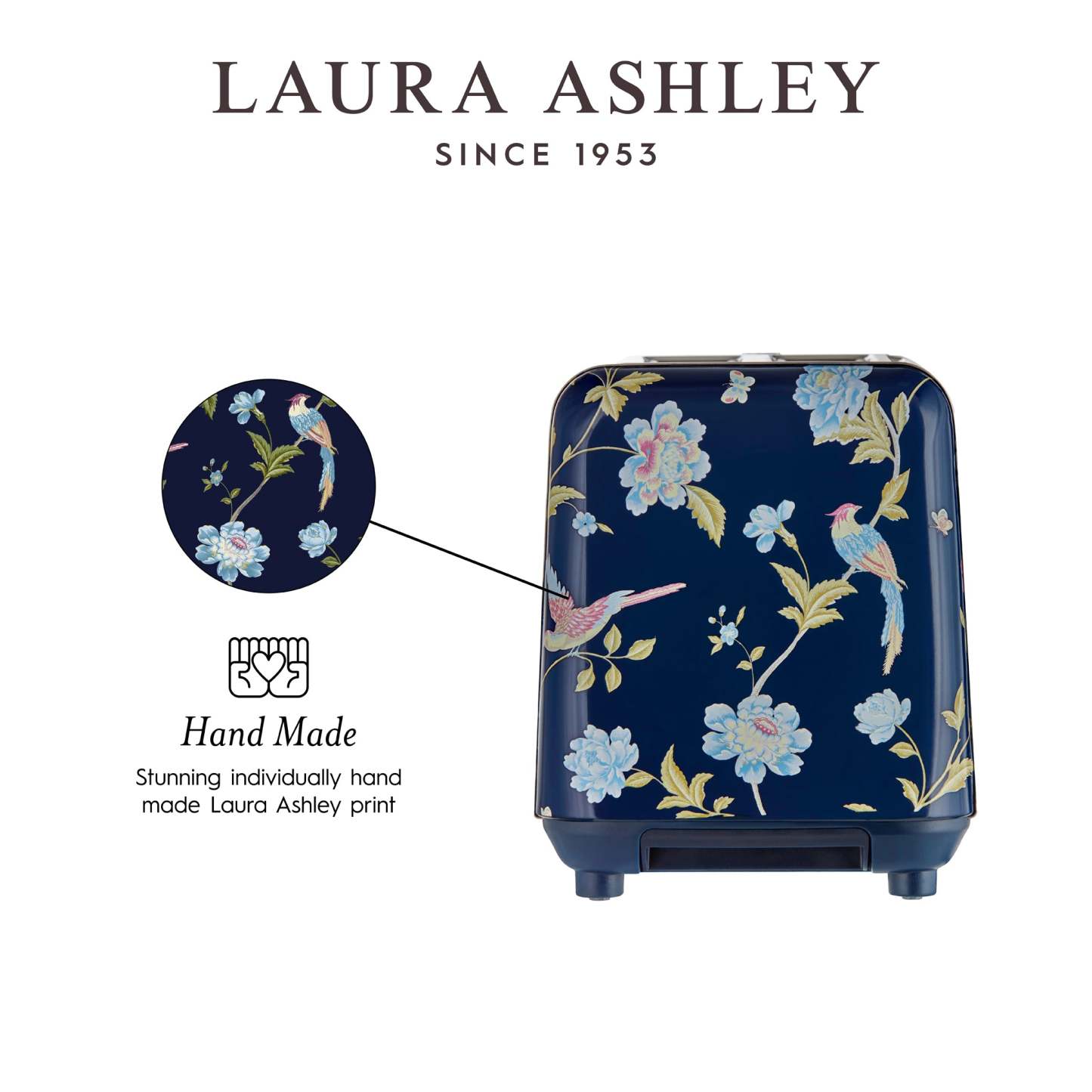 Laura Ashley Grille-pain à 2 tranches en acier inoxydable, bleu marine d'Elveden - VQ-SBT582-LAEN-CA