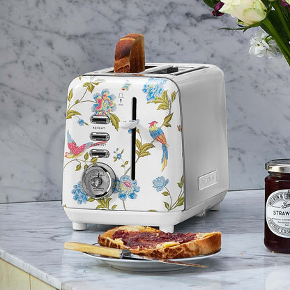 Laura Ashley Grille-pain à 2 tranches en acier inoxydable, blanc d’Elveden - VQ-SBT582-LAEW-CA