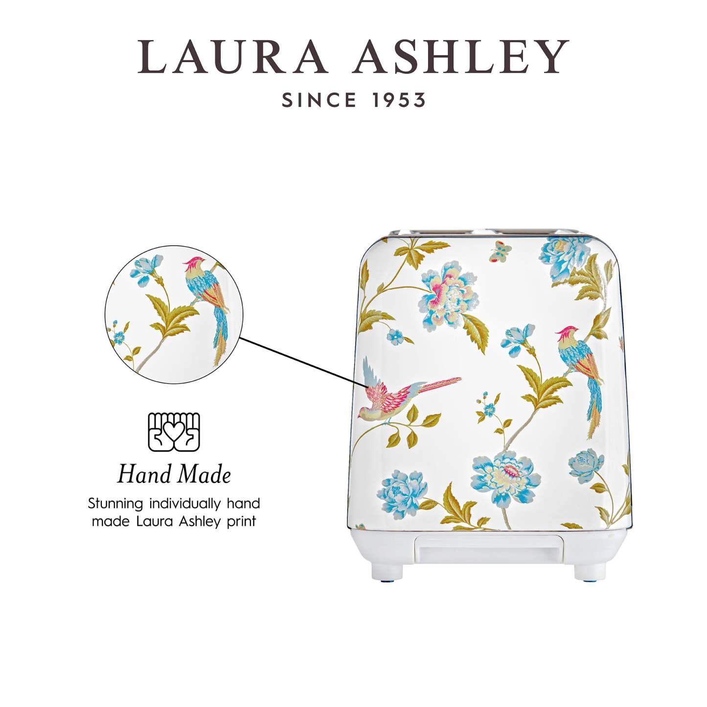 Laura Ashley Grille-pain à 2 tranches en acier inoxydable, blanc d’Elveden - VQ-SBT582-LAEW-CA