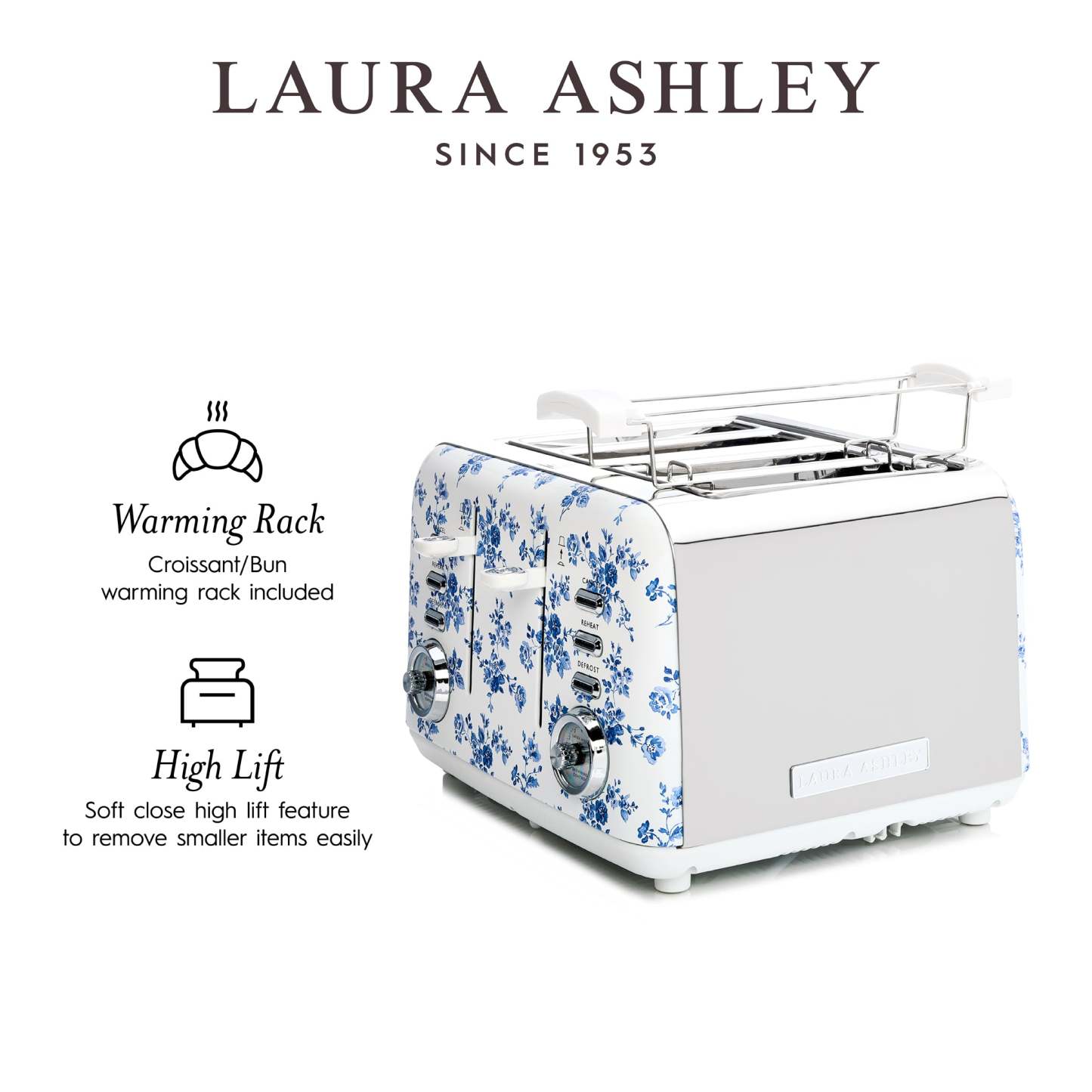 Laura Ashley Grille-pain à 4 tranches, rosier de Chine - VQ_SBT583-LACR-CA