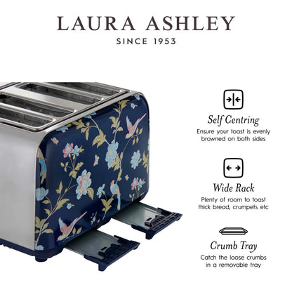 Laura Ashley Grille-pain à 4 tranches Elveden bleu marine - VQ_SBT583-LAN-CA