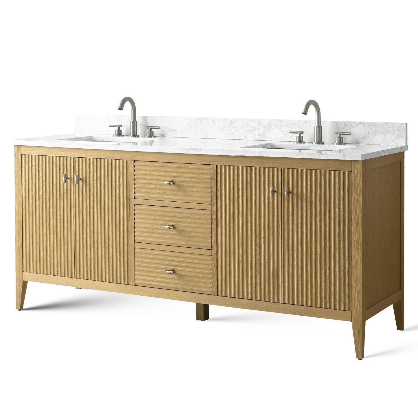 Meuble-lavabo double vasque Vanity Art 72 avec plateau en marbre reconstitué