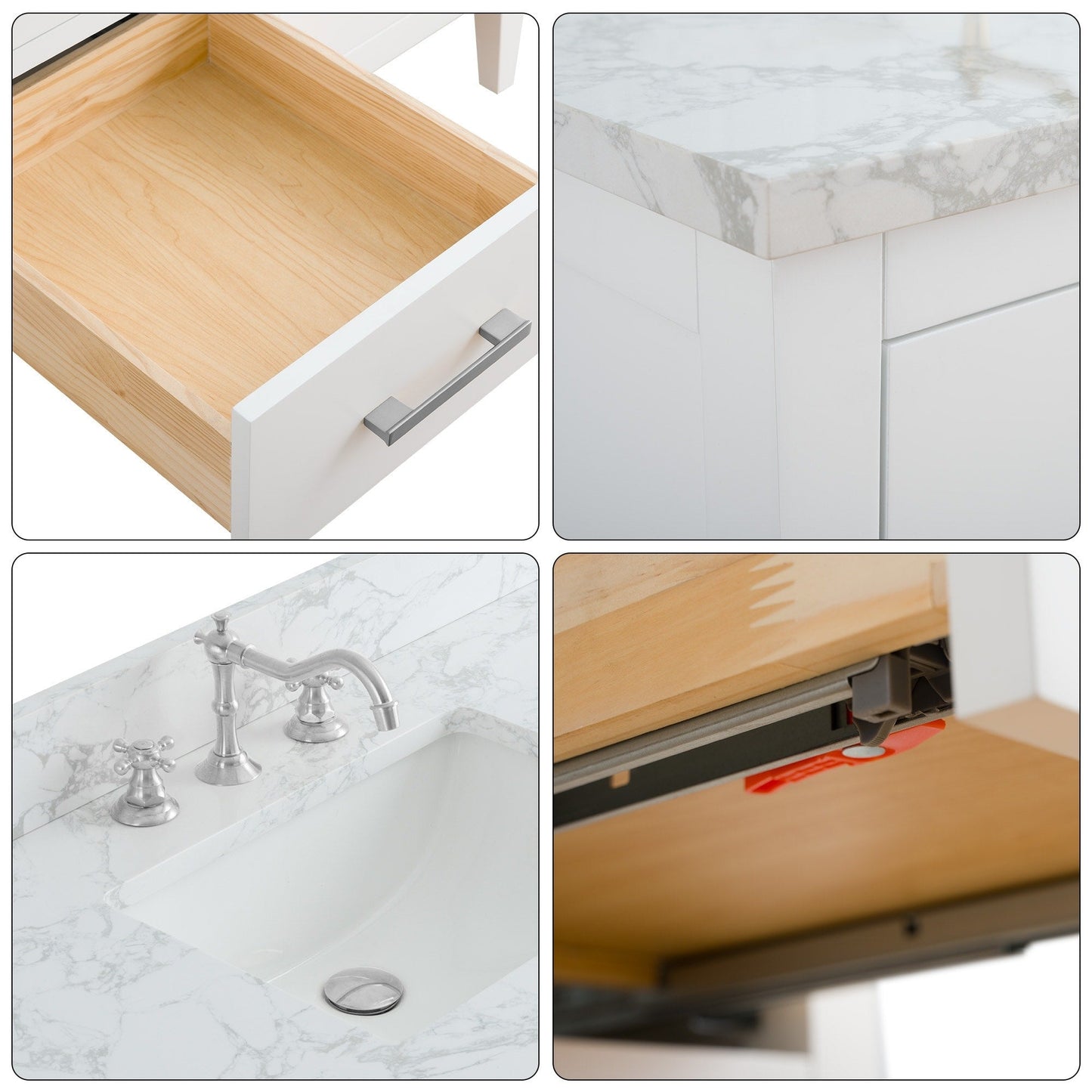 Meuble-lavabo double vasque Vanity Art 72 avec plateau en marbre reconstitué