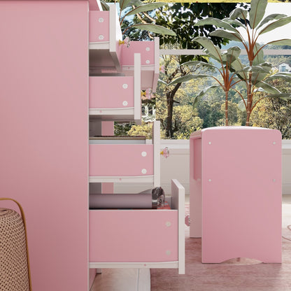 Ensemble de coiffeuse avec miroir et lampe, coiffeuse de maquillage avec tabouret