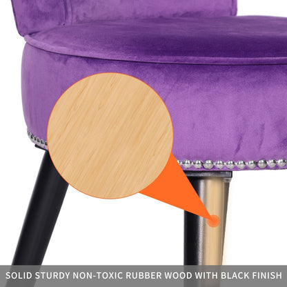 Tabouret de coiffeuse VEIKOUS avec dossier bas et pieds en bois - 17,3 x 15,7 x 25,1