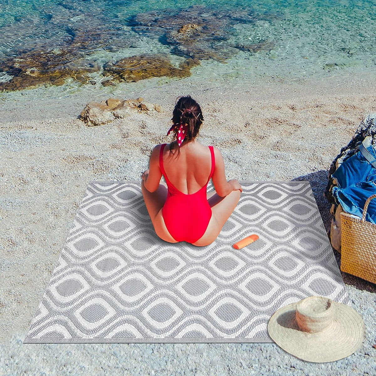 Tapis de sol/tapis d'extérieur léger et réversible Venice en plastique recyclé