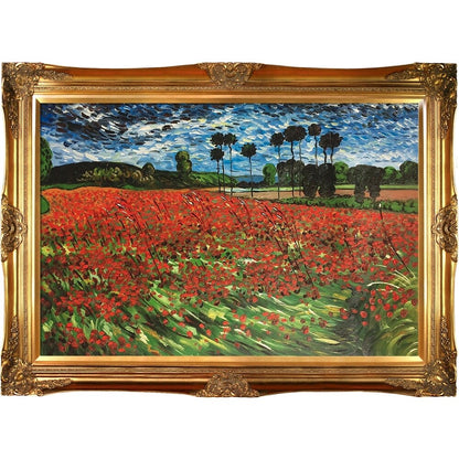 La reproduction à l'huile du pastiche « Champ de coquelicots » de Vincent Van Gogh, peinte à la main