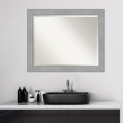 Miroir mural biseauté pour salle de bain - Cadre Vista en nickel brossé