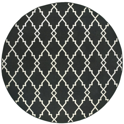 Tapis d'intérieur/extérieur Vista Home Malta Lattice Noir/Blanc cassé.