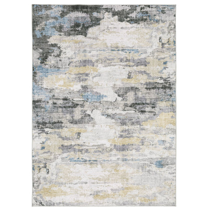 Tapis d'intérieur lavable Vista Home Marissa à motifs abstraits gris/bleus