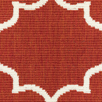 Tapis d'intérieur/extérieur Vista Home Martinique à motif treillis blanc cassé/rouge brique.