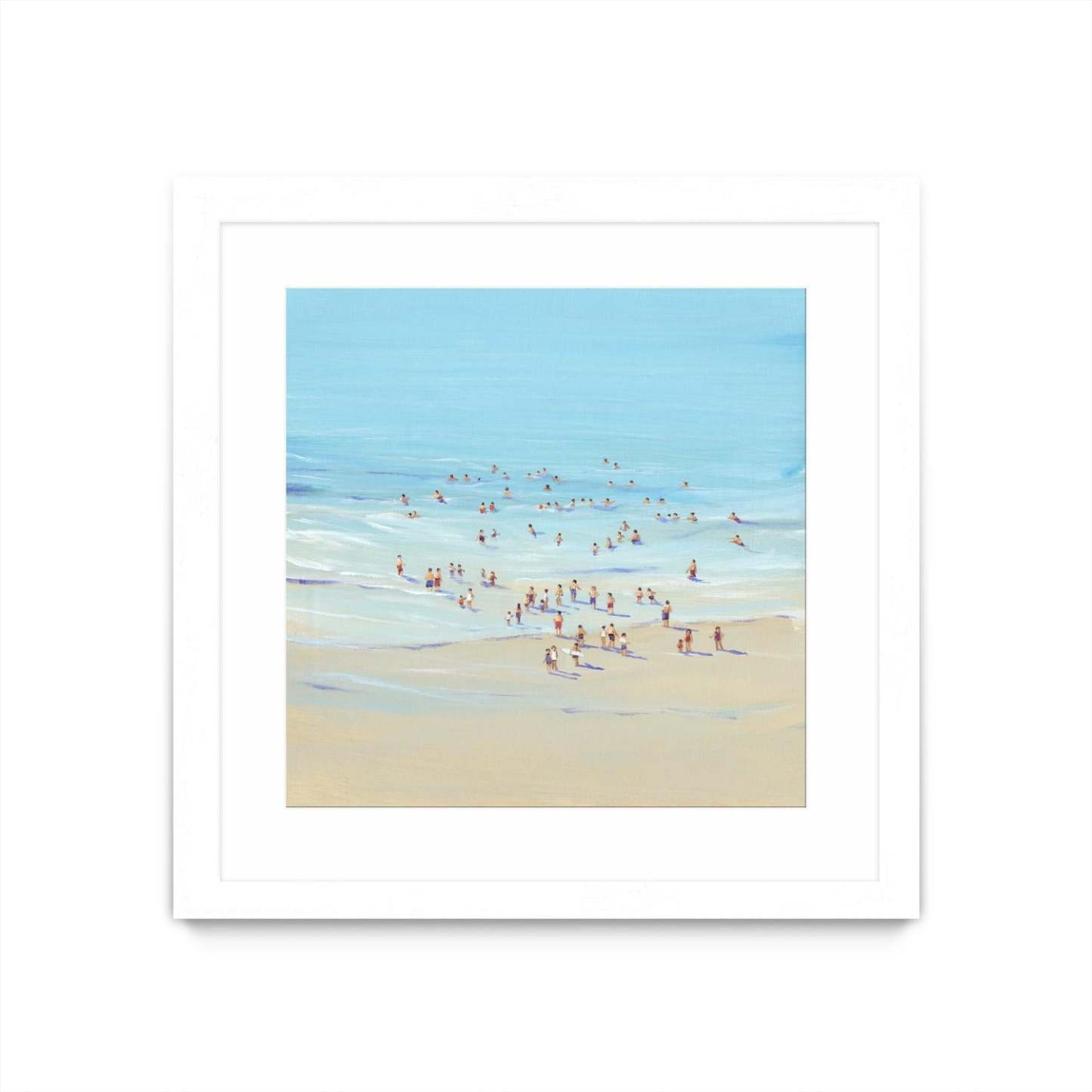 Beach Day I Matted and Framed White 36x36 Wall Art|Œuvre d’art murale encadrée blanche et mate « Beach Day I » 36 x 36