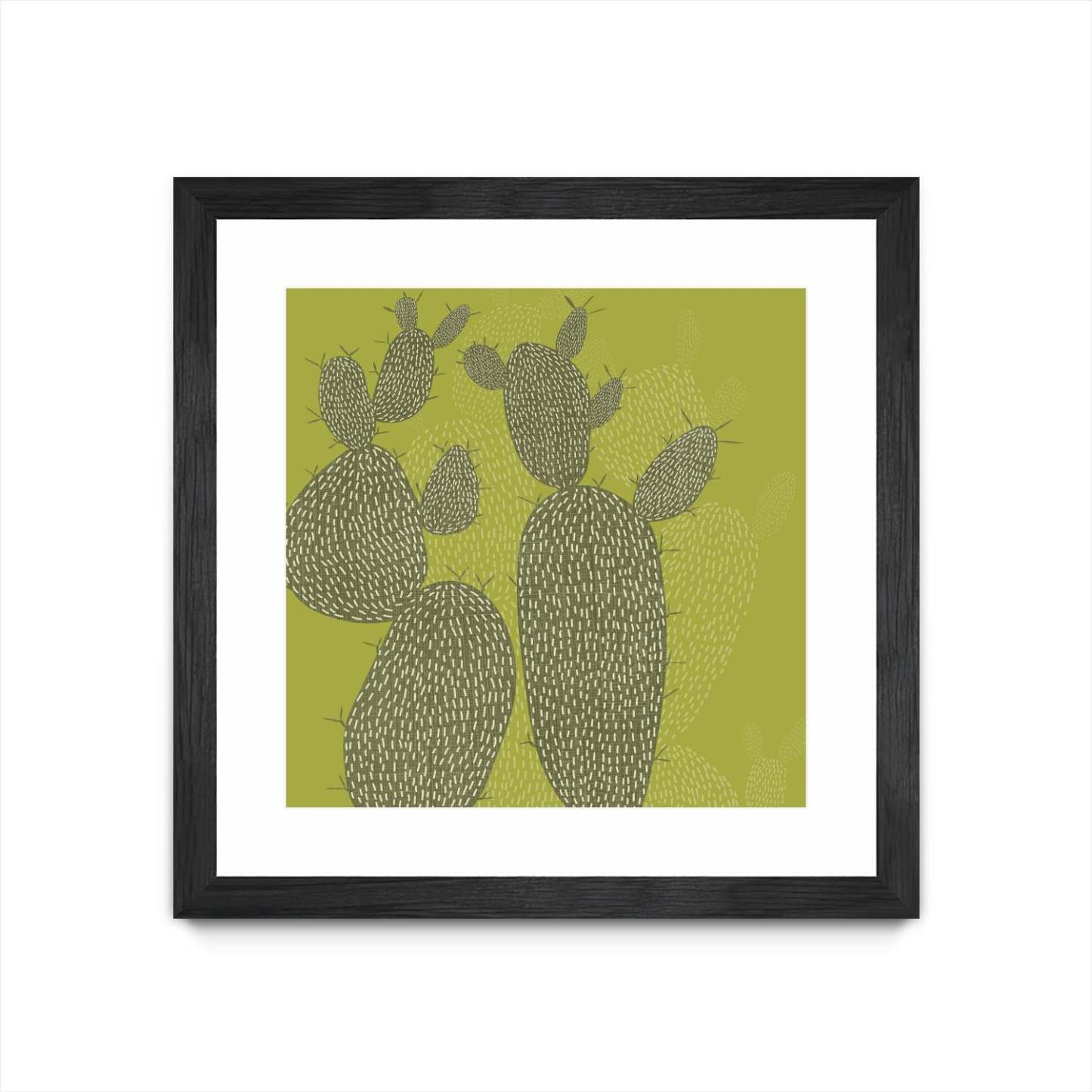 Opuntia I Œuvre d'art murale encadrée noire et mate « Opuntia I » 30 x 30