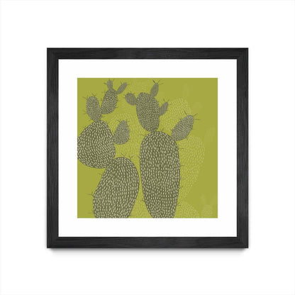 Opuntia I Œuvre d'art murale encadrée noire et mate « Opuntia I » 30 x 30