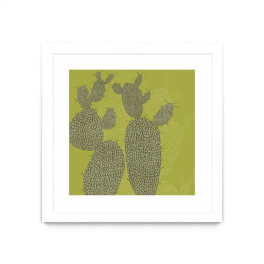 Opuntia I Matted and Framed White 36x36 Wall Art|Œuvre d'art murale encadrée blanche et mate « Opuntia I » 36 x 36