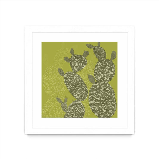 Opuntia Ii Matted and Framed White 36x36 Wall Art|Œuvre d'art murale encadrée blanche et mate « Opuntia Ii » 36 x 36
