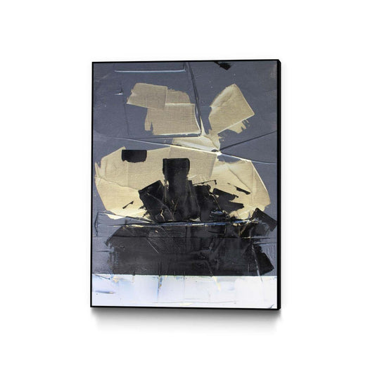 Œuvre d'art murale sur toile encadrée noire « Gold Divided Iii » 24 x 32