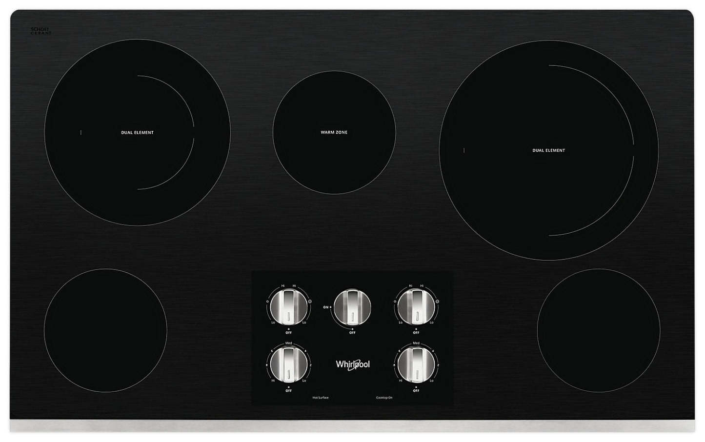 Whirlpool 36 5-Element Electric Cooktop - Stainless Steel - WCE77US6HS | Table de cuisson électrique Whirlpool de 36 po à 5 éléments - acier inoxydable - WCE77US6HS
