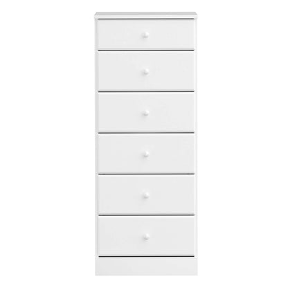 Commode haute Astrid 6 tiroirs - Blanc|Commode verticale haute Astrid à 6 tiroirs - blanche