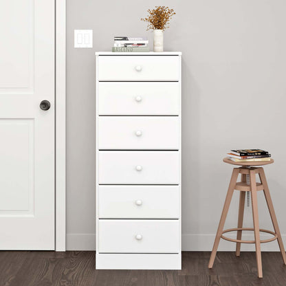 Commode haute Astrid 6 tiroirs - Blanc|Commode verticale haute Astrid à 6 tiroirs - blanche