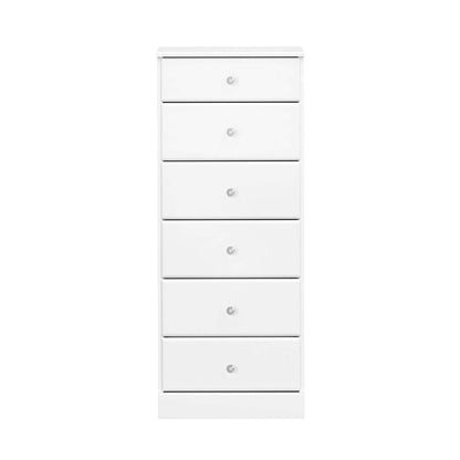 Commode haute Astrid Kids 6-Drawer - Blanc|Commode verticale haute Astrid à 6 tiroirs pour enfants - blanche