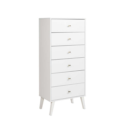 Milo Tall 6-Drawer Chest - Blanc|Commode verticale haute Milo à 6 tiroirs - blanche