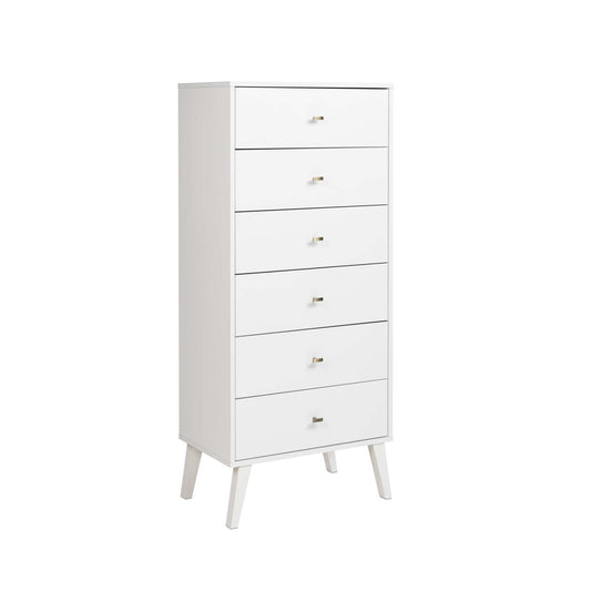 Milo Tall 6-Drawer Chest - Blanc|Commode verticale haute Milo à 6 tiroirs - blanche