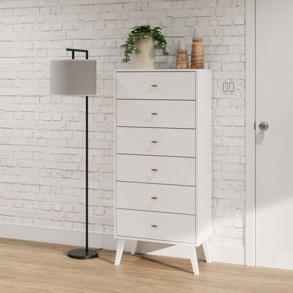 Milo Tall 6-Drawer Chest - Blanc|Commode verticale haute Milo à 6 tiroirs - blanche