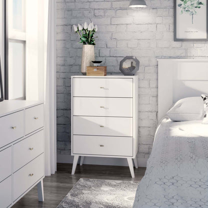 Milo Tall 4-Drawer Chest - Blanc|Commode verticale haute Milo à 4 tiroirs - blanche