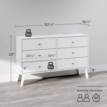 Commode Milo 6 tiroirs - Blanc|Commode Milo à 6 tiroirs - blanche