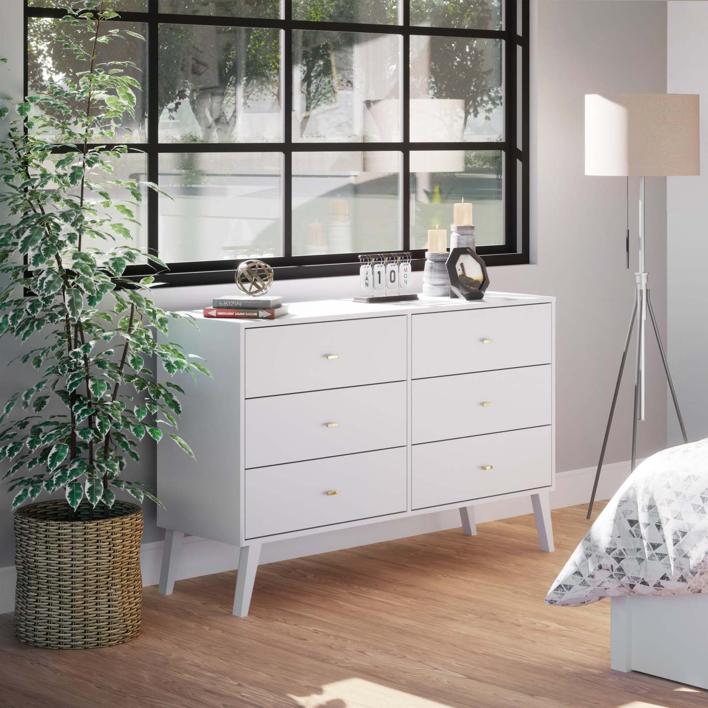 Commode Milo 6 tiroirs - Blanc|Commode Milo à 6 tiroirs - blanche