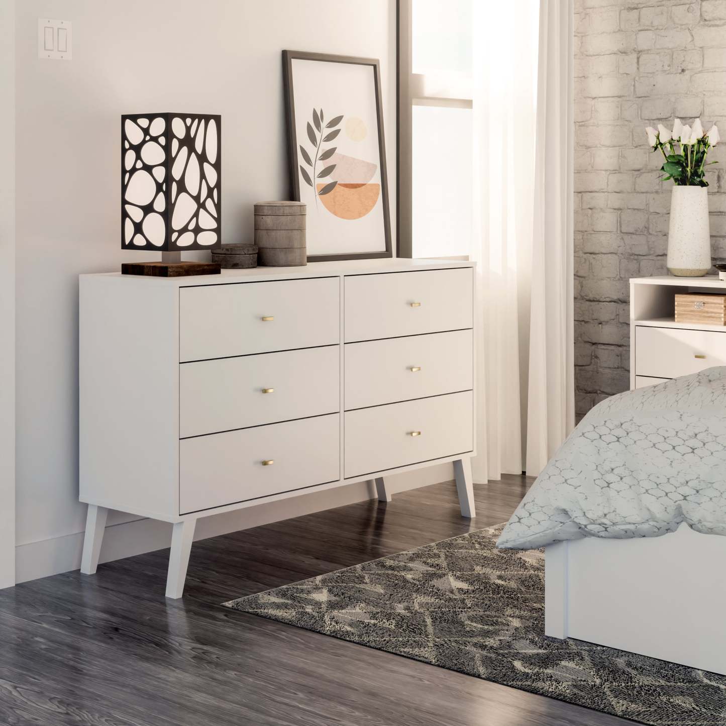 Commode Milo 6 tiroirs - Blanc|Commode Milo à 6 tiroirs - blanche