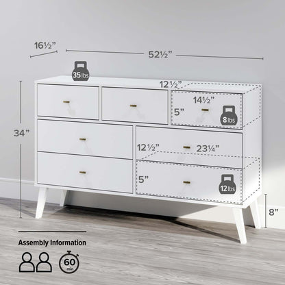Commode Milo 7 tiroirs - Blanc|Commode Milo à 7 tiroirs - blanche