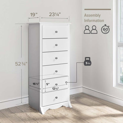 Monterey Tall 6-Drawer Chest - Blanc|Commode verticale haute Monterey à 6 tiroirs - blanche