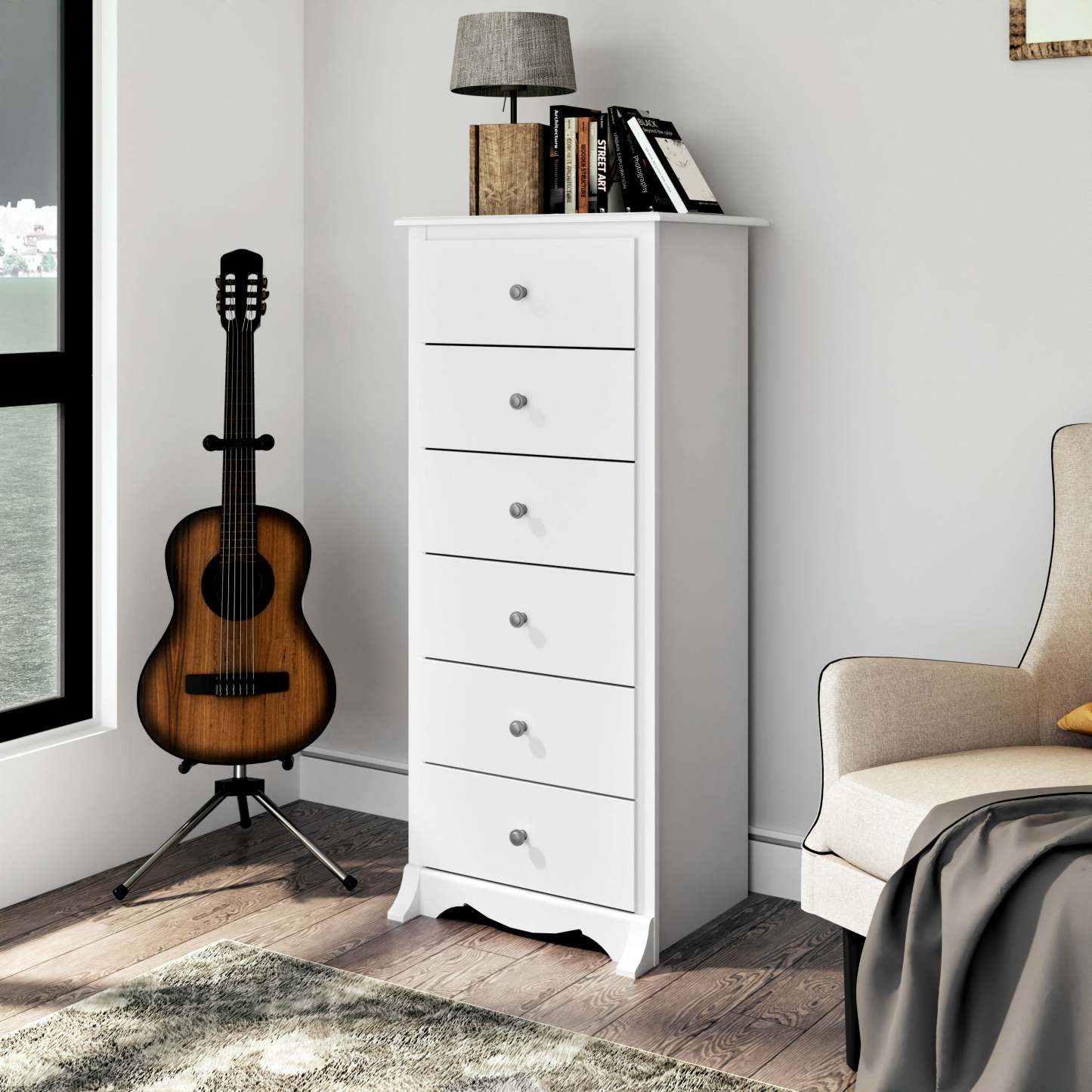 Monterey Tall 6-Drawer Chest - Blanc|Commode verticale haute Monterey à 6 tiroirs - blanche