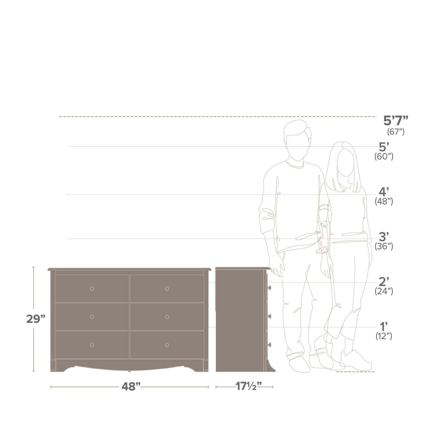 Salt Spring Kids 6-Drawer Dresser - Drifted Grey|Commode Salt Spring à 6 tiroirs pour enfants - gris délavé