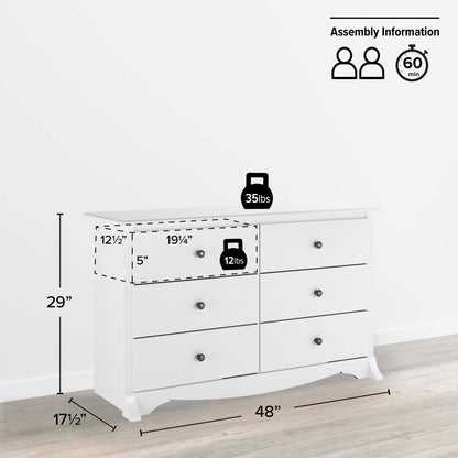 Monterey Kids 6-Drawer Dresser - White|Commode Monterey à 6 tiroirs pour enfants - blanche