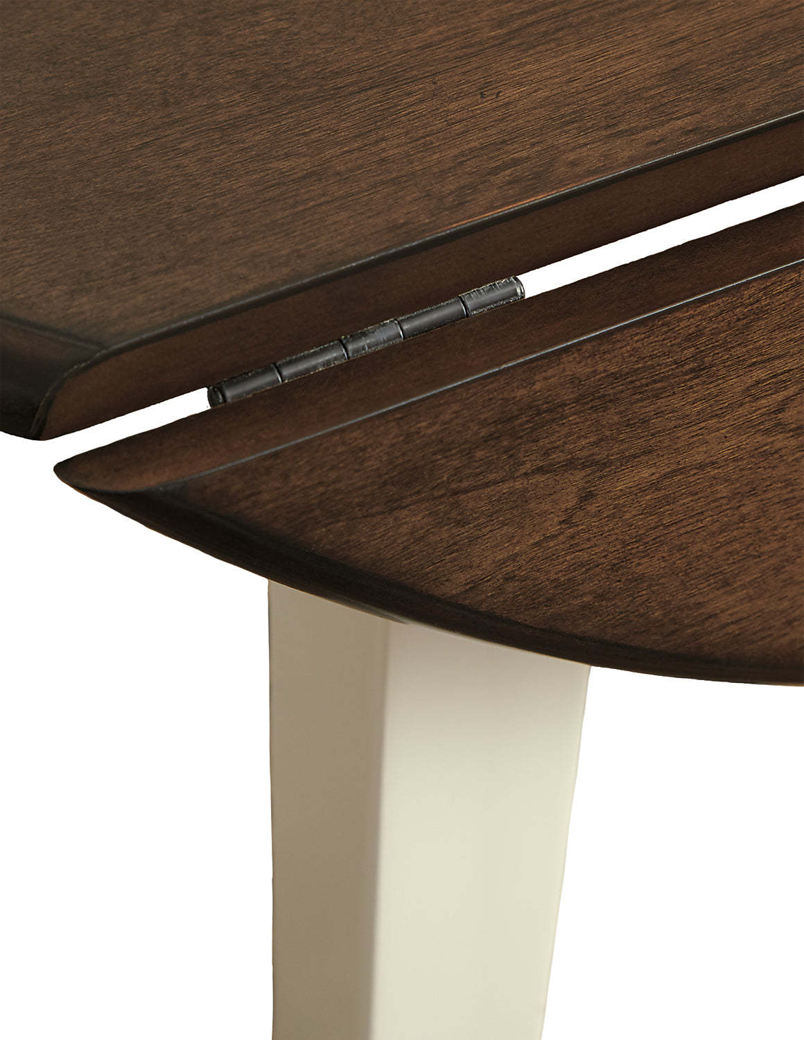 Table de salle à manger à abattants Woodanville, ronde 40,5 W - Deux tons blanc et marron | Table de salle à manger ronde Woodanville de 40,5 po à abattant - deux teintes, blanc et brun