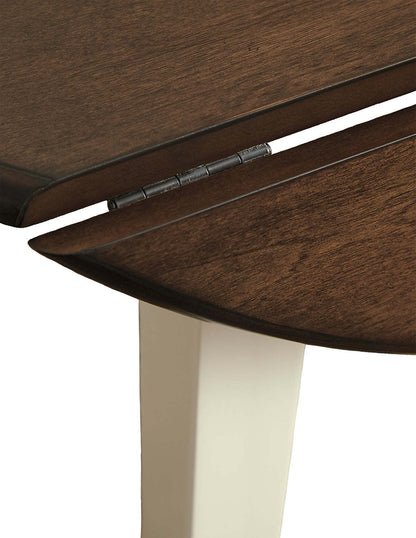 Table de salle à manger à abattants Woodanville, ronde 40,5 W - Deux tons blanc et marron | Table de salle à manger ronde Woodanville de 40,5 po à abattant - deux teintes, blanc et brun