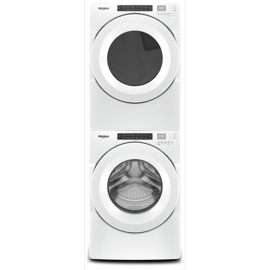 Whirlpool 5,0 pi³ Laveuse à chargement frontal et 7,4 pi³ Sécheuse à chargement frontal - blanche|Laveuse à chargement frontal 5,0 pi³ et sécheuse à chargement frontal 7,4 pi³ de Whirlpool - blanches|WHFL560A