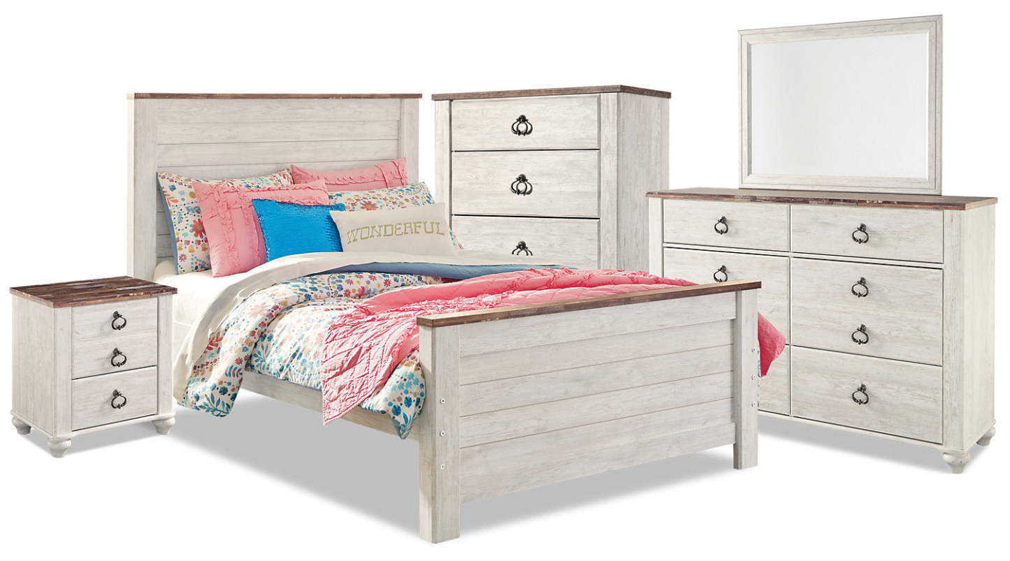 Willowton 7-piece Full Bedroom Package|Ensemble de chambre à coucher Willowton 7 pièces avec lit double|WILLWFP7